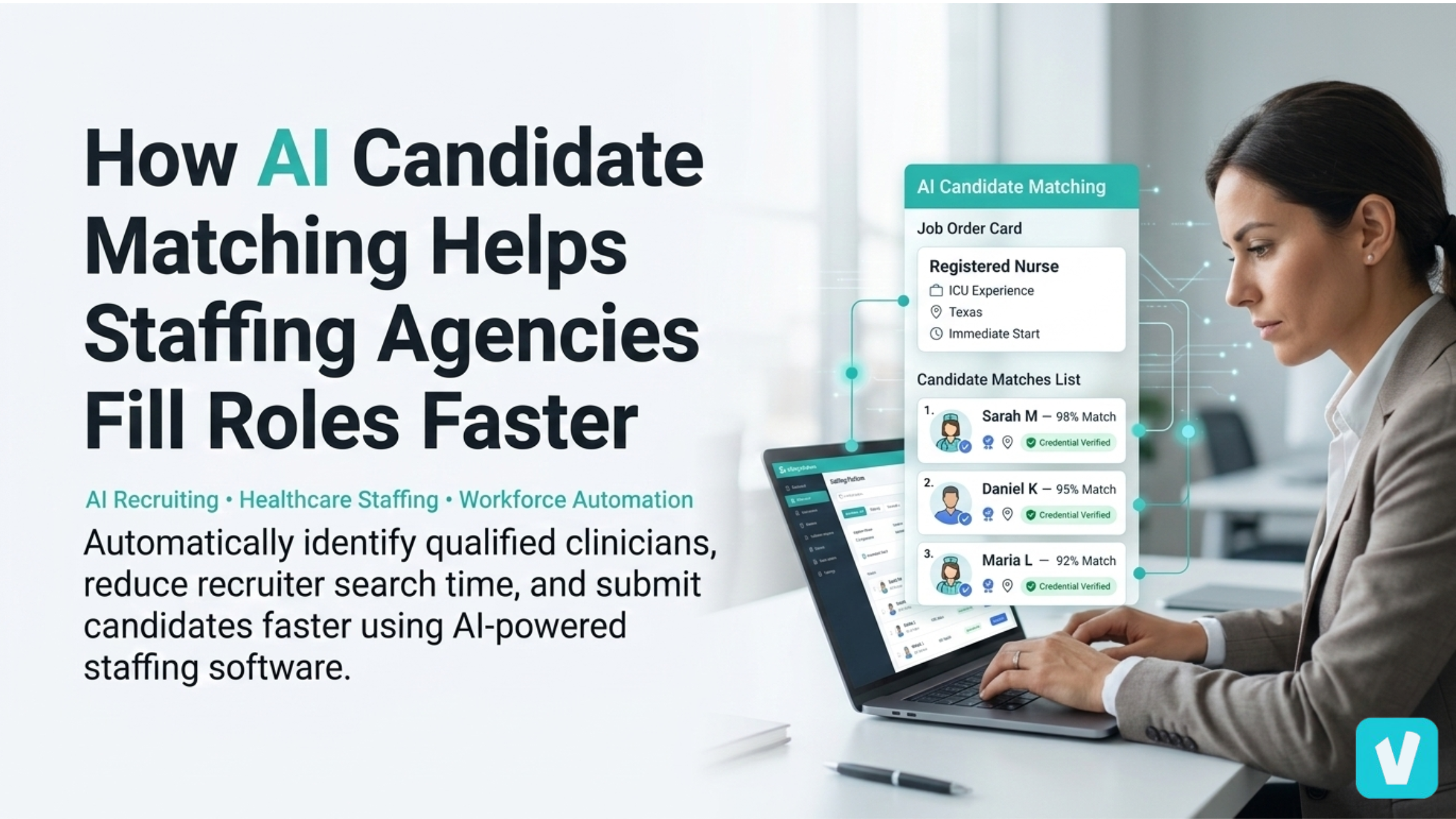 AI candidate matching software helping healthcare staffing agencies identify qualified clinicians faster