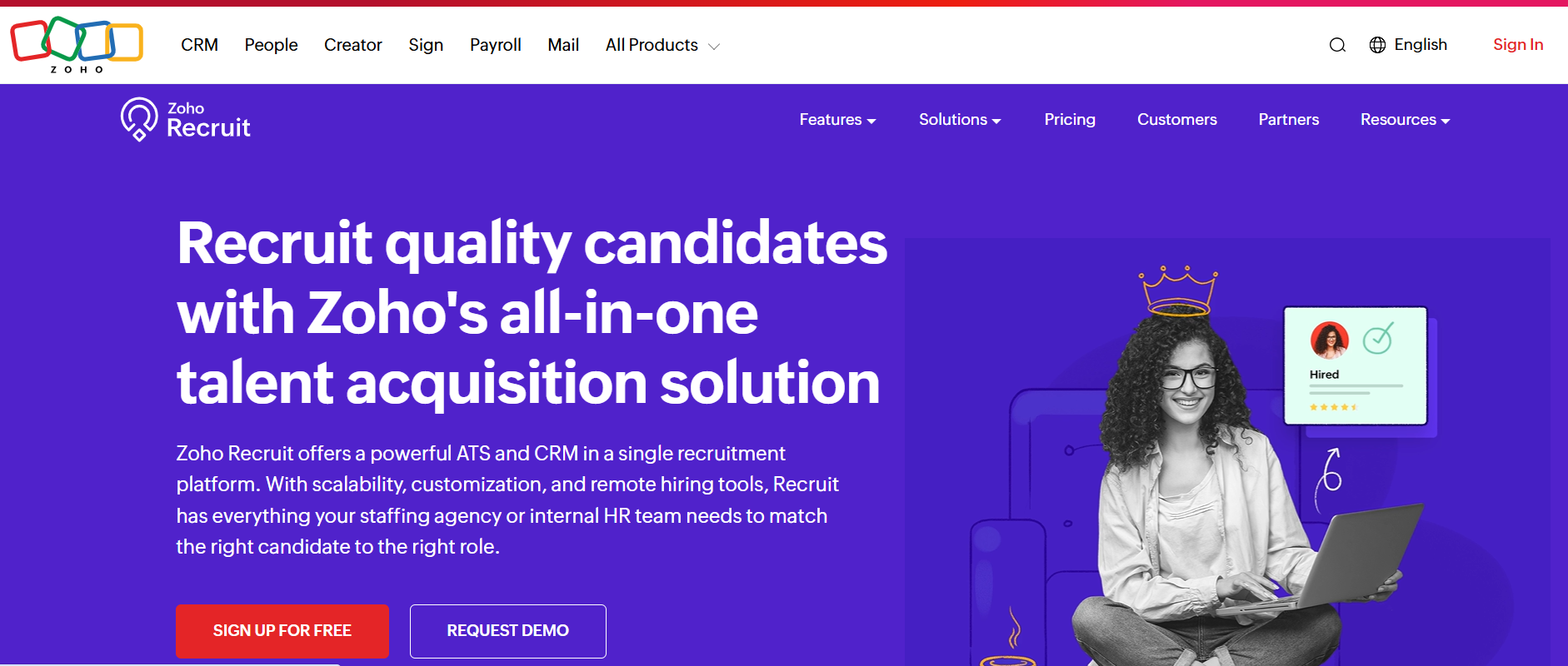 Zoho Recruit - Best for Candidate Sourcing

