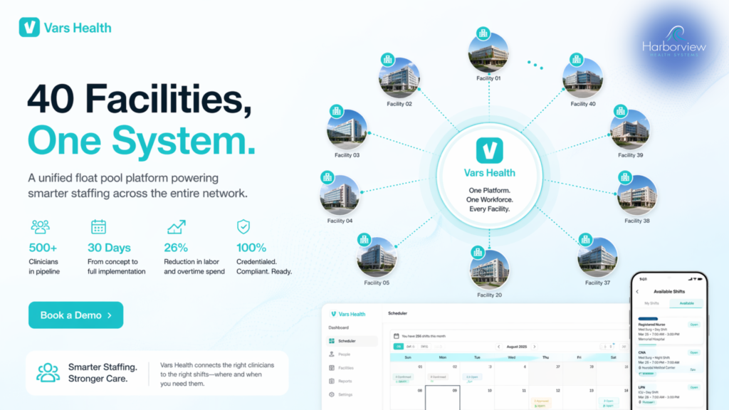 Harborview Health System case study: 40 facilities connected through one float pool platform